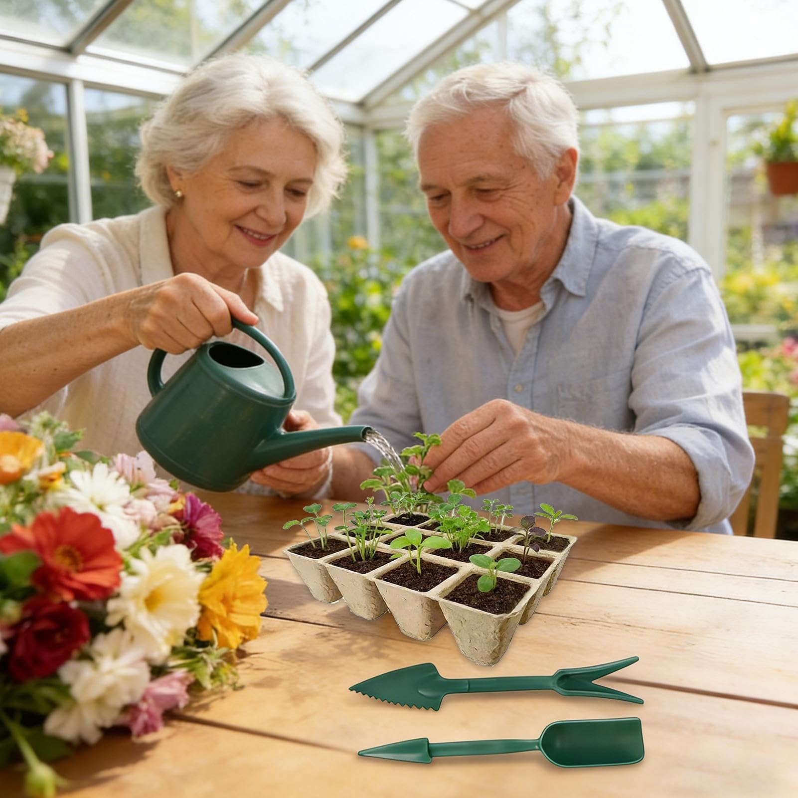 Anzuchttöpfe für Pflanzen, Blumentopf zum Umpflanzen mit 12 Wurzelzellen, Gärtentöpfe, inklusive Werkzeugset und Etiketten, für die Pflege von Gemüse und Bäumen, Anbau von Propagac