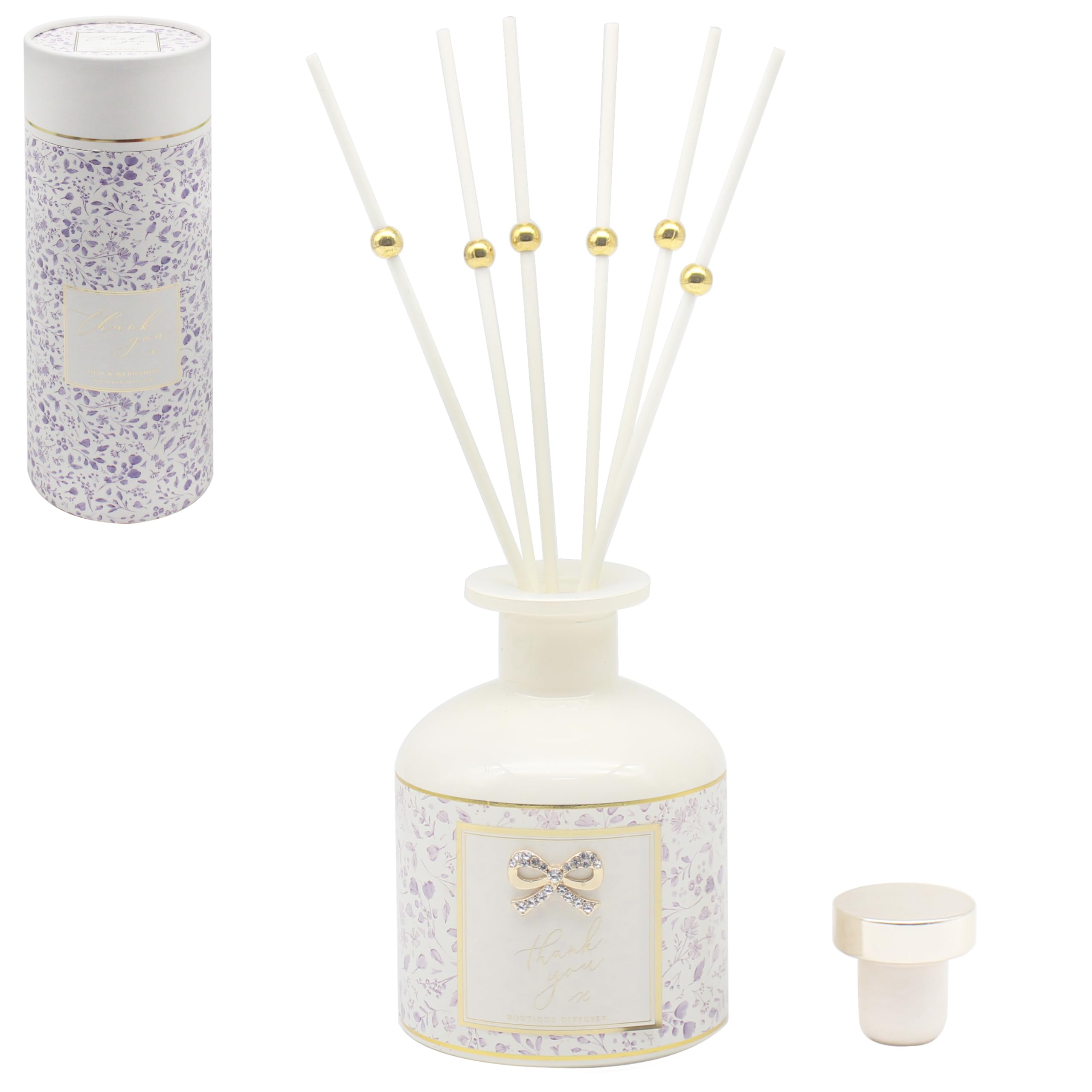 Lesser & Pavey Madelaine by Hearts Design Thank You 200ml Reed Diffuser Oud & Bergamot For Home Fragrance | Air Freshener Aromatherapy Diffuser For Stress Relief | Diffusers Gift For Women & Men