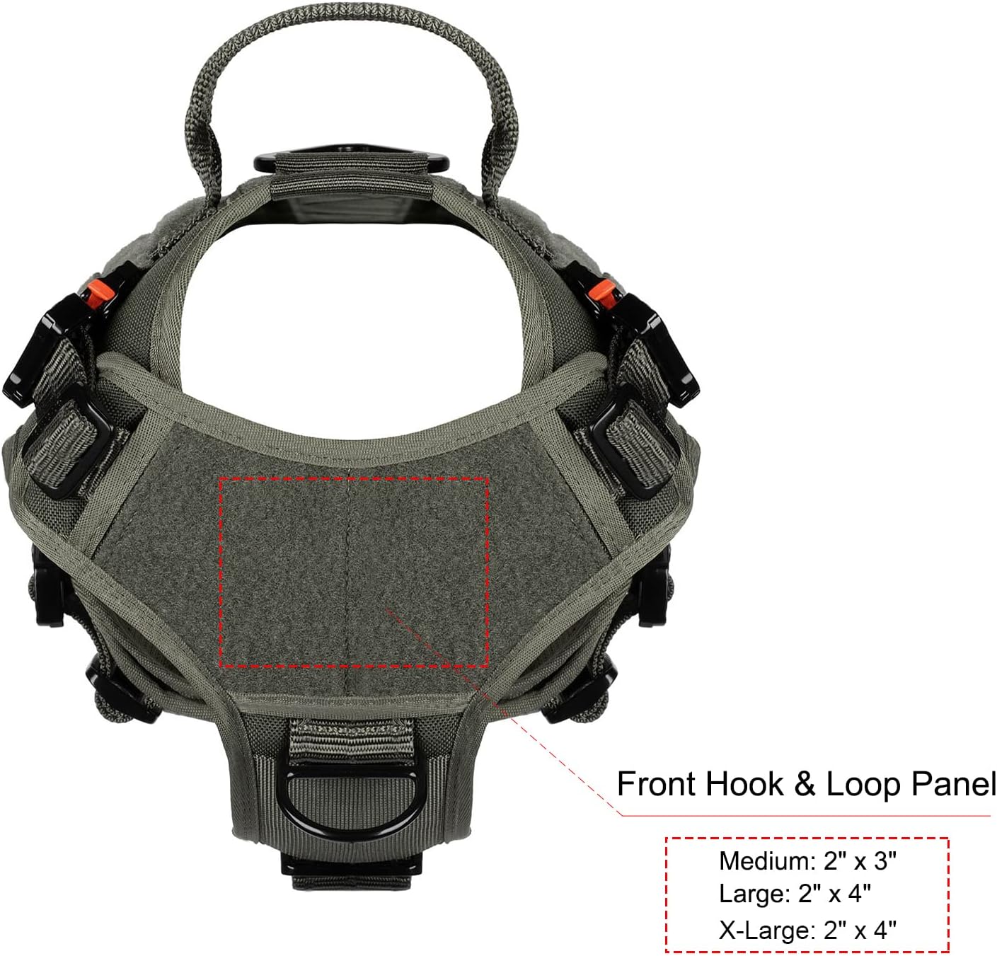 ICEFANG Tactical Dog Harness with 4X Metal Buckle,Working Dog MOLLE K9 Vest with Handle,No Pulling Front Clip,Adjustable Pet Harness for Meduim Dogs (M (25"-31" Chest), Green)