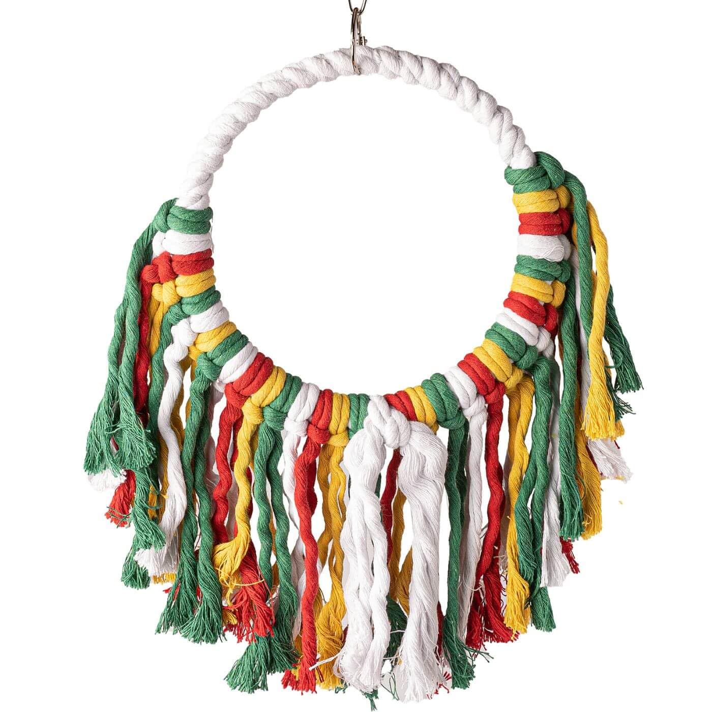 PARROT ESSENTIALS Natural Wood Swing with Double Twirlers - Colourful Wooden Swing for Parrots, Cockatoo, Conure and More - Hanging Toy Pet Swing - Parrot Toy Nest Swing Encourages Foot Exercise — view 4