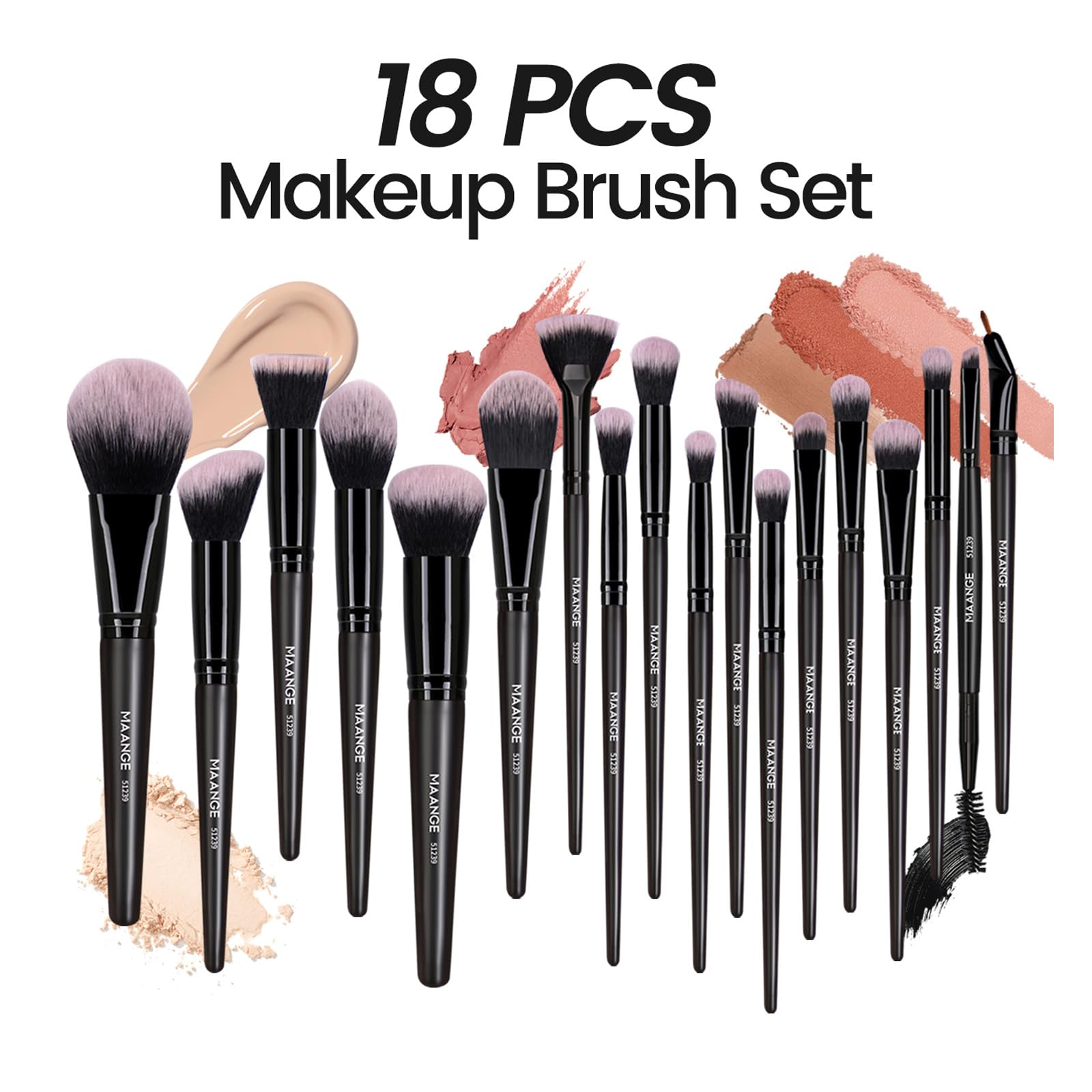 MAANGE Make up Brushes 38 Pcs Makeup Kit, Premium Synthetic Foundation Powder Blending Face & Eyes Makeup Brush Set - Image 2