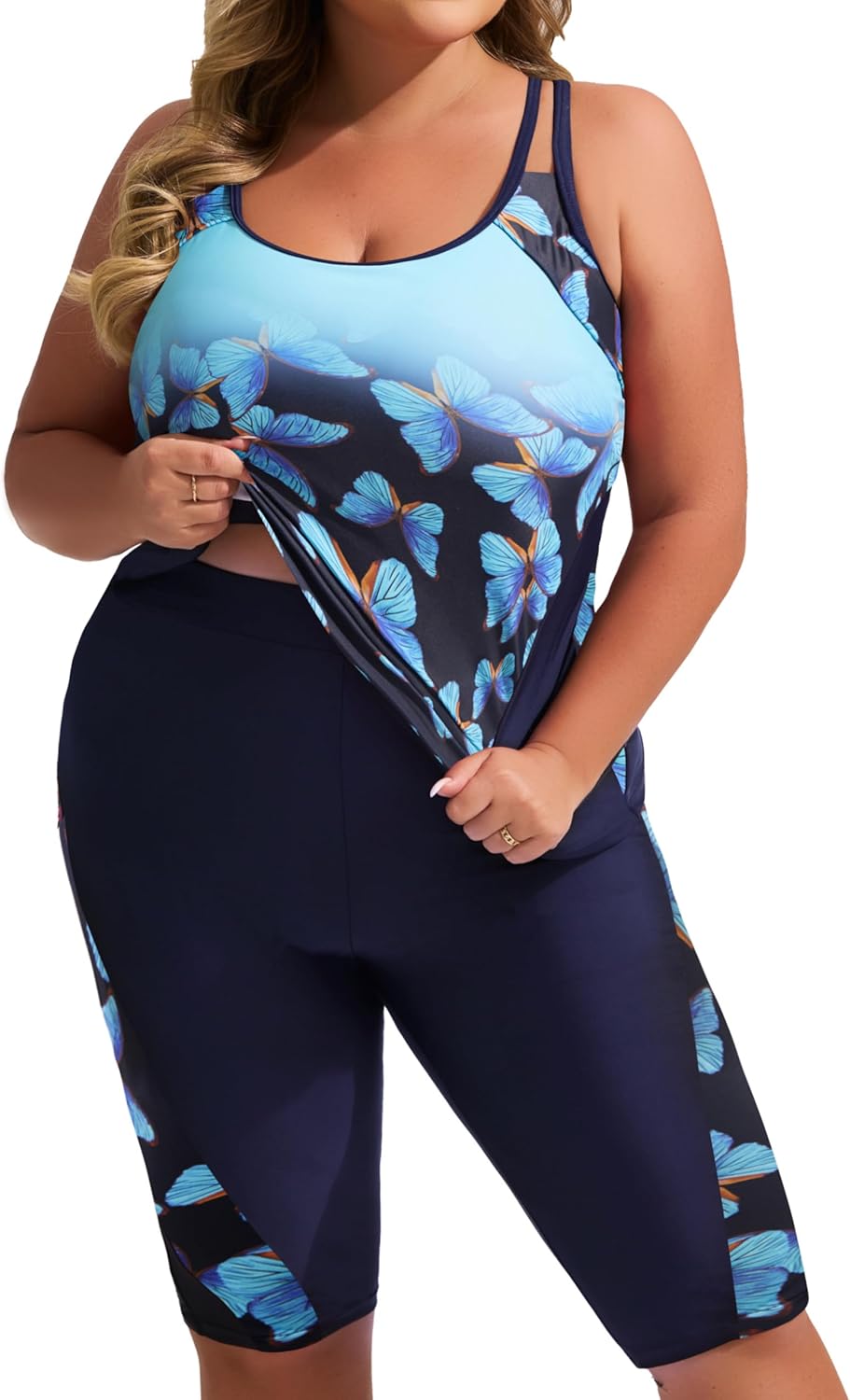 Amazon.com: Hanna Nikole Women's Plus Size Tankini Swimsuits Two Piece ...