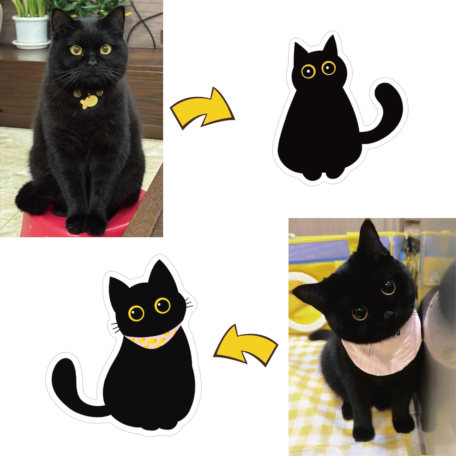 1368PCS Black Cat Stickers Cute Cat Stickers for Kids, Kawaii Funny Cartoon Cat Theme Meme Sticker Bulk Kitty Decal Black Cat Gifts Accessories for Teacher Rewards Party Decorations - Image 7