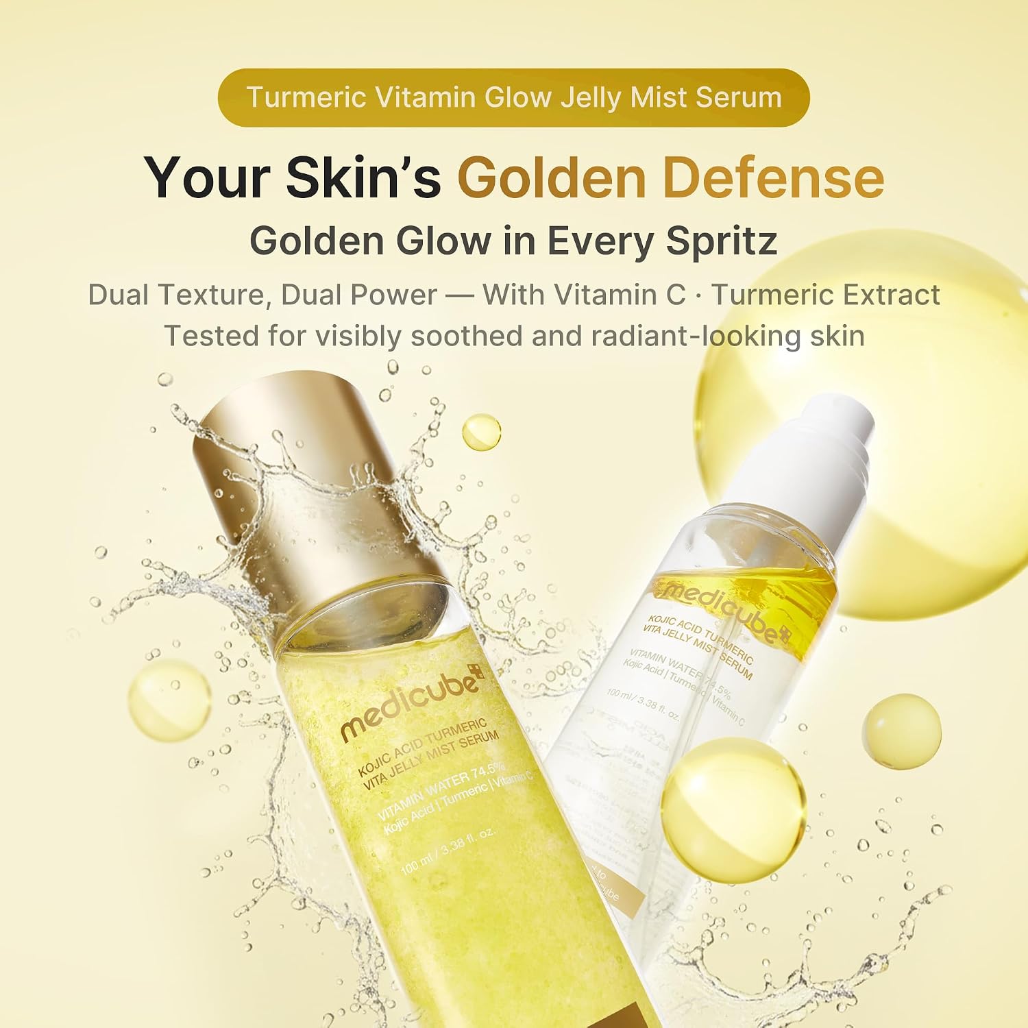 medicube Jelly Mist Serum with Kojic Acid Turmeric | 2-in-1 Daily Facial Spray and Serum | Vitamin C, Turmeric, Panthenol for Hydrating, Calming Care | Lightweight, Refreshing Mist | 2.02 fl.oz