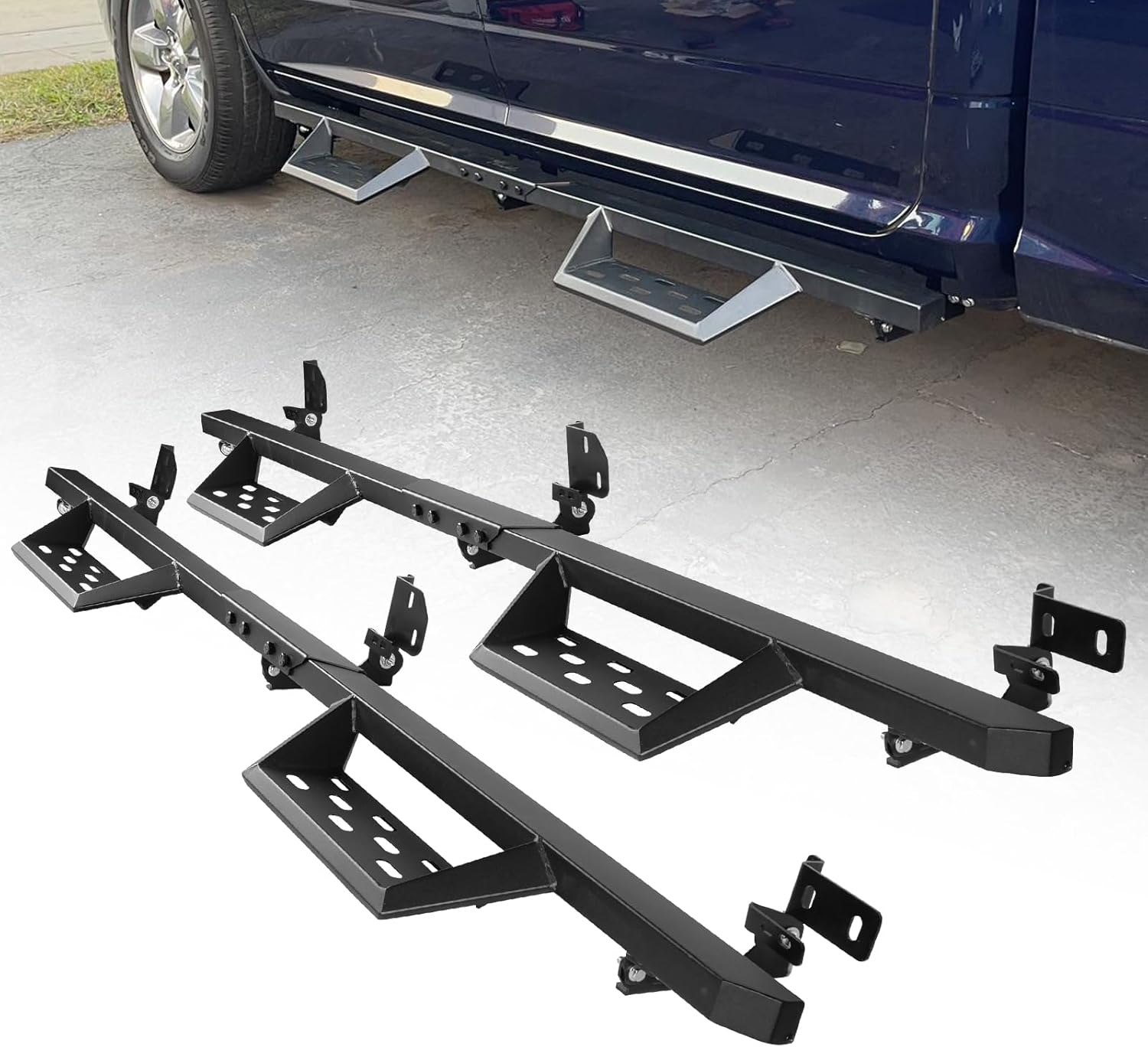 Drop Down Running Boards Compatible with 2009-2018 Ram 1500/2010-2026 Ram 2500 3500 Crew Cab (Include 2019-2024 Classic), Nerf Bar Side Steps for Dodge 1500 Crew Cab