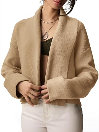 Saodimallsu Womens Cropped Cardigan Sweaters Formal Shawl collar Cardigans
