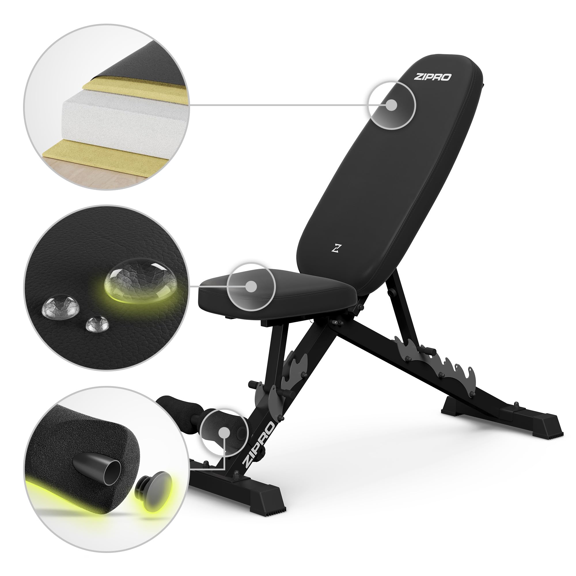 ZIPRO Panca Pieghevole Multifunzionale per Allenamento - Sollevamento Pesi, Fitness, Sit Up - Attrezzi per Casa o Palestra