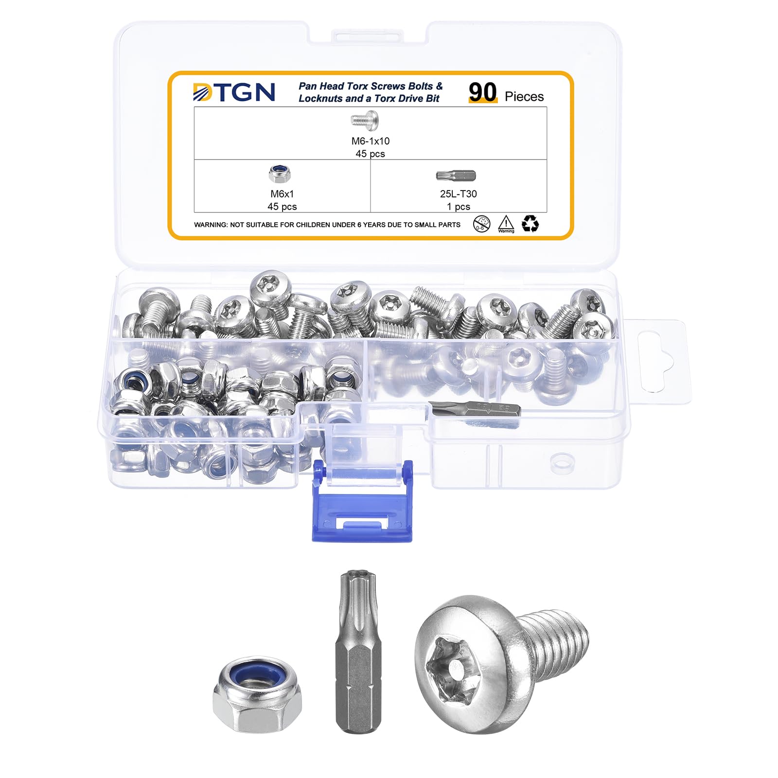 DTGN M6x10mm Pan Head Torx Security Screws, 90Pack, Good for Machinery