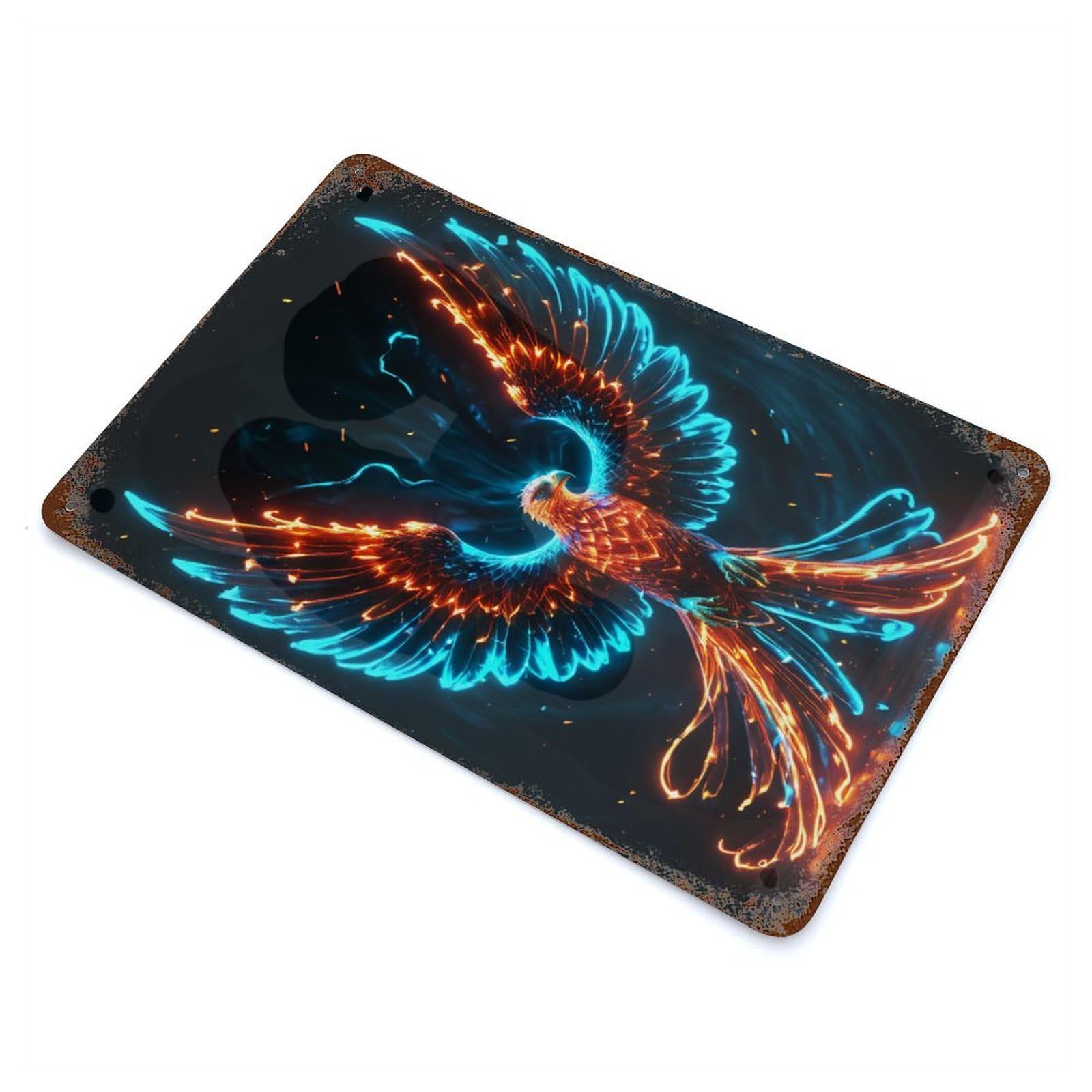 Decorative Tin Sign Mystic Phoenix 11.8"x7.9", Decorative Metal Wall Art for Garage, Bar And Workshop Decor