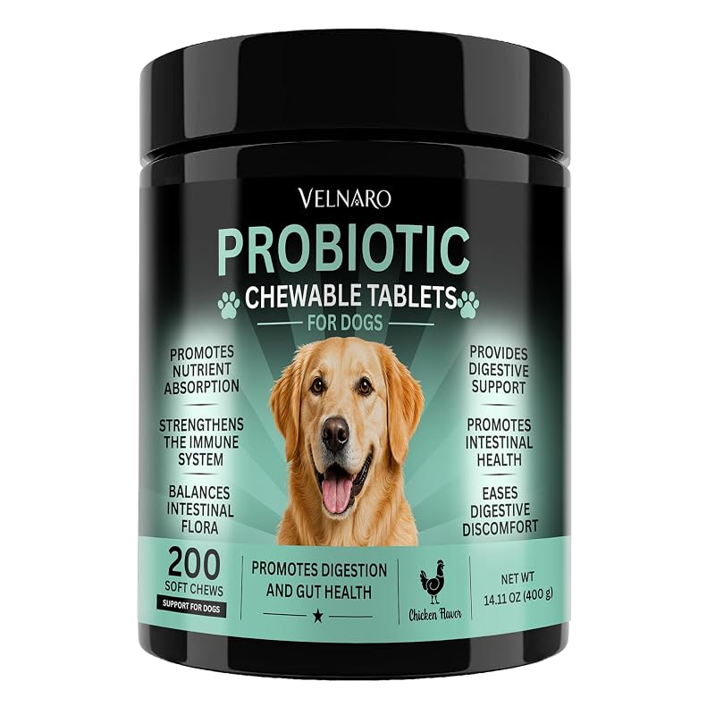 Probióticos mastigáveis para cães Velnaro sabor frango, 200 unidades