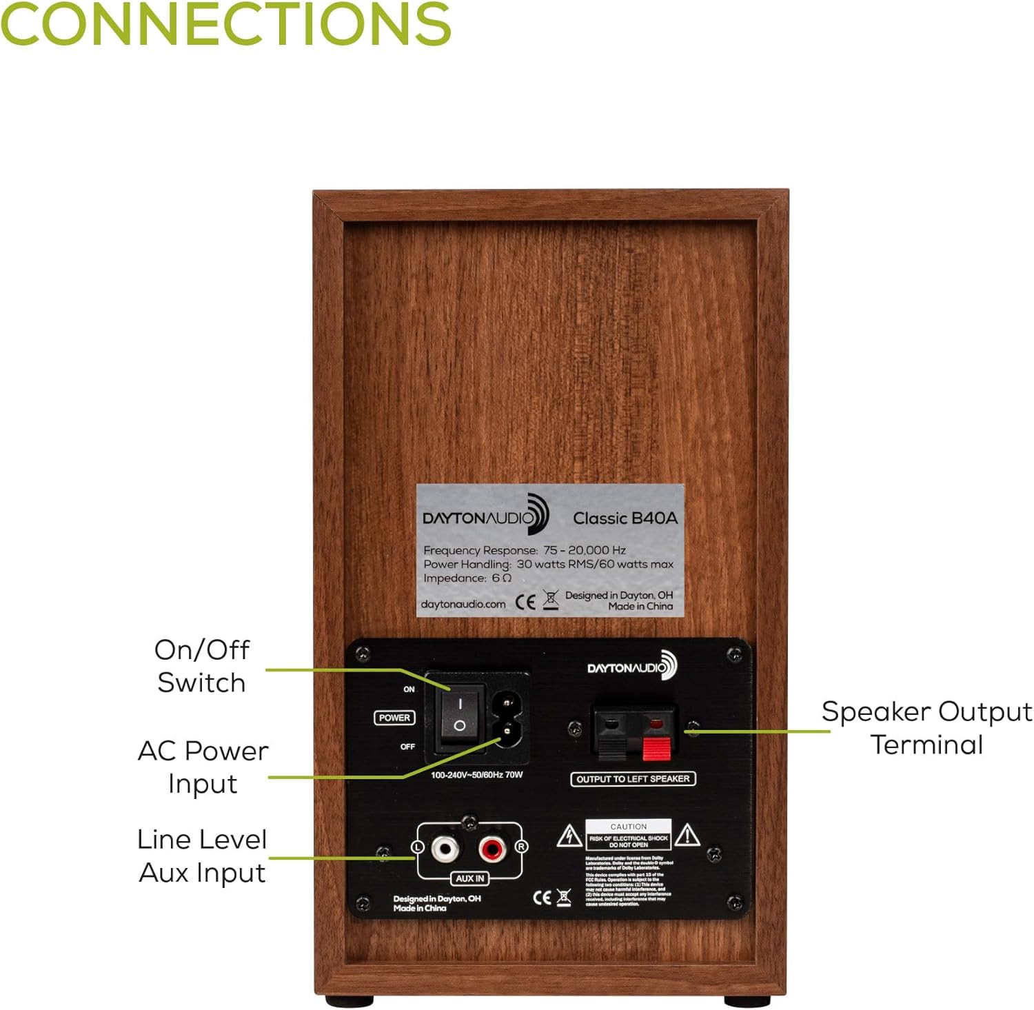 Dayton Audio Classic B40A Powered Bluetooth Bookshelf Speaker Pair (Wood, 4")