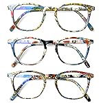 Henotin 3-Pack Blue Light Blocking Reading Glasses,Spring Hinge Computer Readers for Men Women,Anti UV Ray Filter Eyeglasses (readers for women, 0.5)