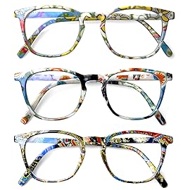 Henotin 3-Pack Blue Light Blocking Reading Glasses,Spring Hinge Computer Readers for Men Women,Anti UV Ray Filter Eyeglasses (readers for women, 1.25)