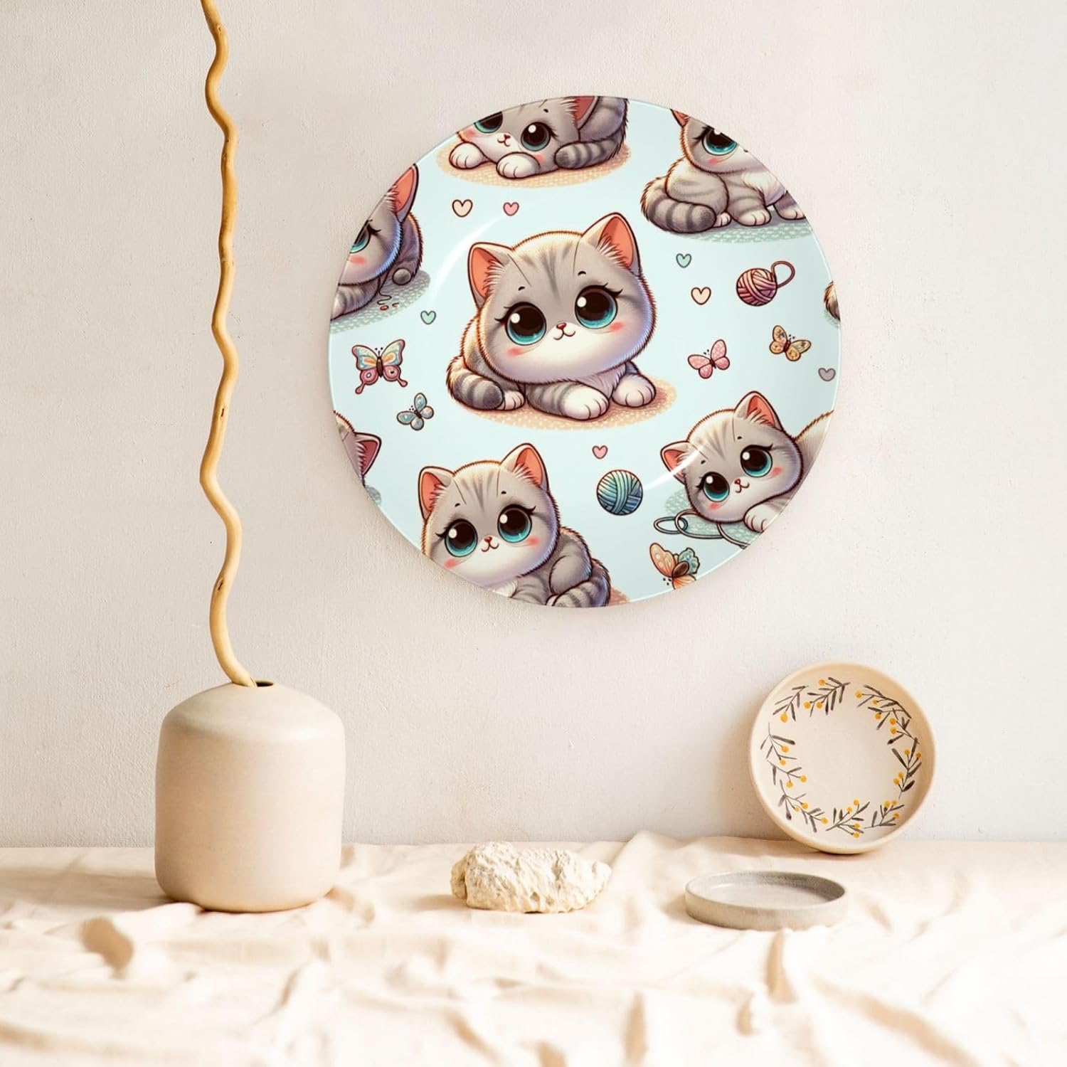 British-Shorthair-Cat 10 Inch Decorative Plate With Stand, Elegant Display Wall Plate For Home Decor