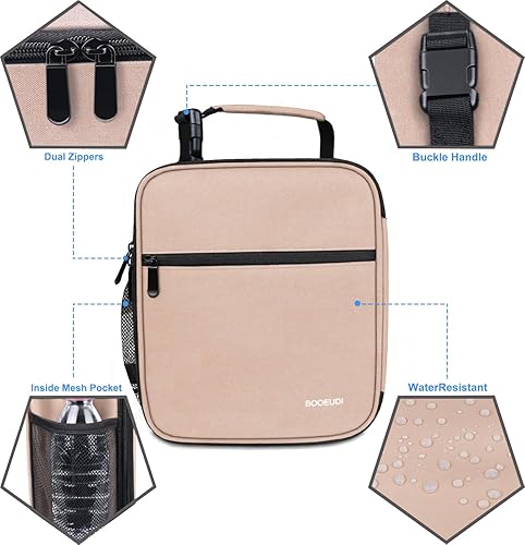 Miniatura 5 de BOOEUDI Bolsa de almuerzo, lonchera aislada, bolsa de almuerzo portátil reutilizable para mujeres, bolsa duradera para adultos, lonchera para