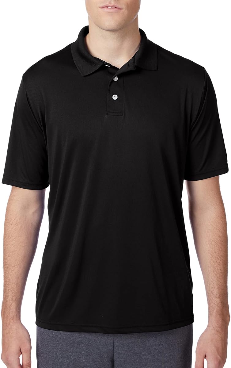 Hanes Sport Men's Cool DRI Men's Performance Polo,Black,Small