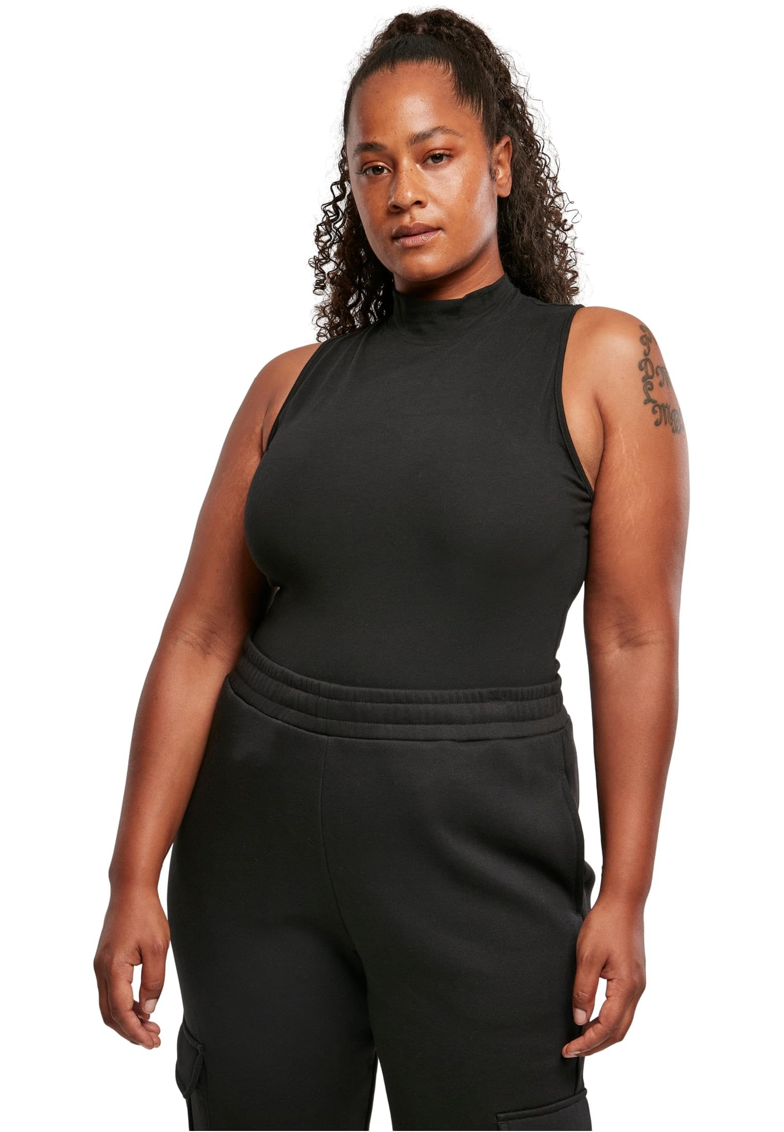 Urban Classics Women's Ladies Sleeveless Turtleneck Body Shapewear Bodysuit, Black, 3XL