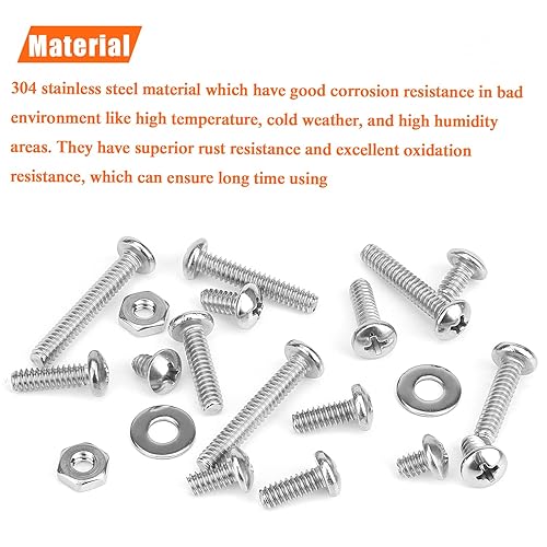 Miniatura 2 de 140 piezas #10-24 Phillips Tornillos de máquina de cabeza cacerola Kit surtido de tuercas y arandelas de rosca gruesa, totalmente roscado a máquina,