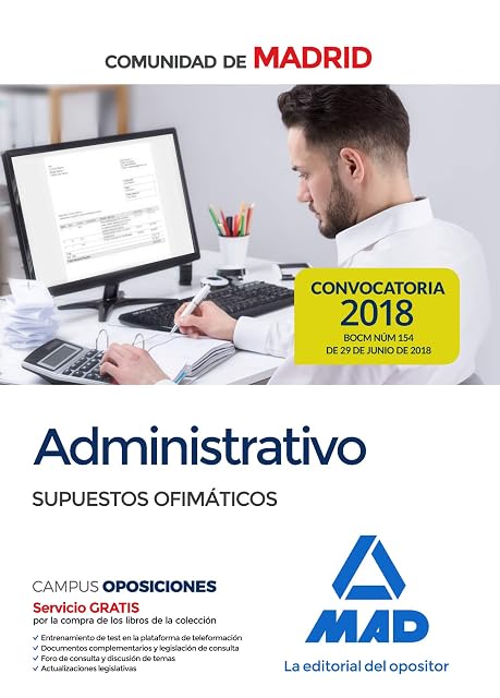 Portada de Administrativo de la Comunidad de Madrid. Supuestos Ofimáticos