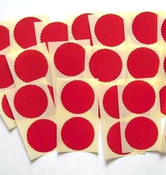50mm Serrated Edge, Gloss Dark Red, Certificate Wafer Company Seal Labels, Stickers for Embossing, Awards & Rewards
