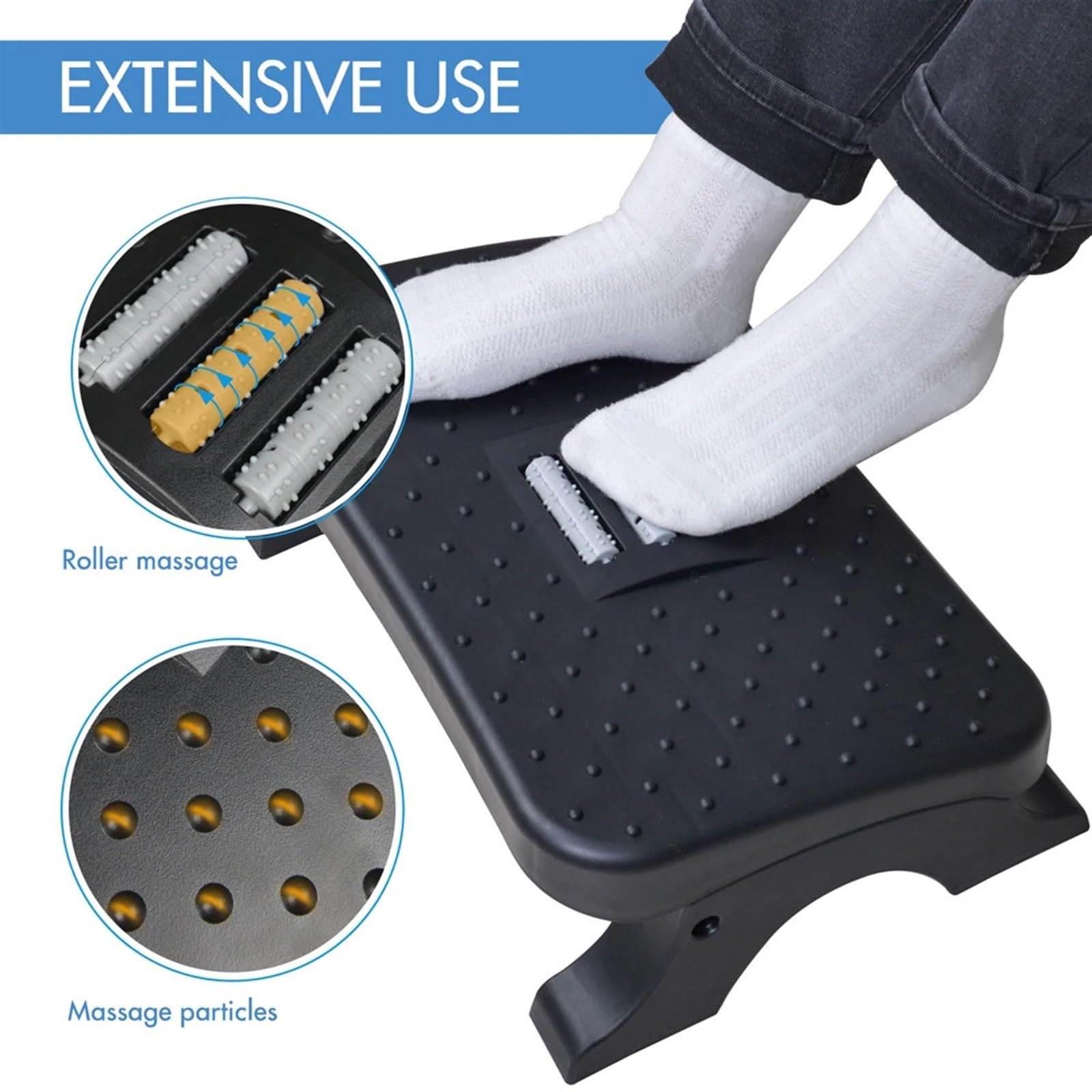 Schreibtisch-Fußstütze Fußstütze for unter den Schreibtisch, ergonomischer Fußhocker mit Massagerollen, maximale Belastung 120 Pfund, Beinstütze for