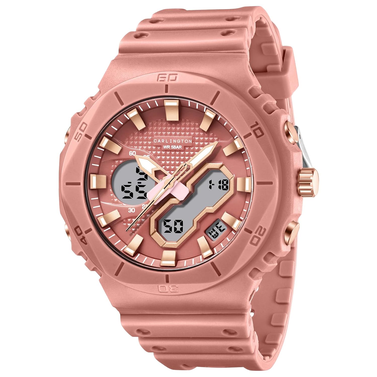 Carlington Velocity Series Analog-Digital Sports Watches for Women and Girls with Alarm, Stopwatch, Backlit Display, Dualtime, Silicone Rubber Strap, Water & Shock Resiatant – CT_8120 Carlington Velocity Series Analog-Digital Sports Watches for Women and Girls with Alarm, Stopwatch, Backlit Display, Dualtime, Silicone Rubber Strap, Water & Shock Resiatant – CT_8120