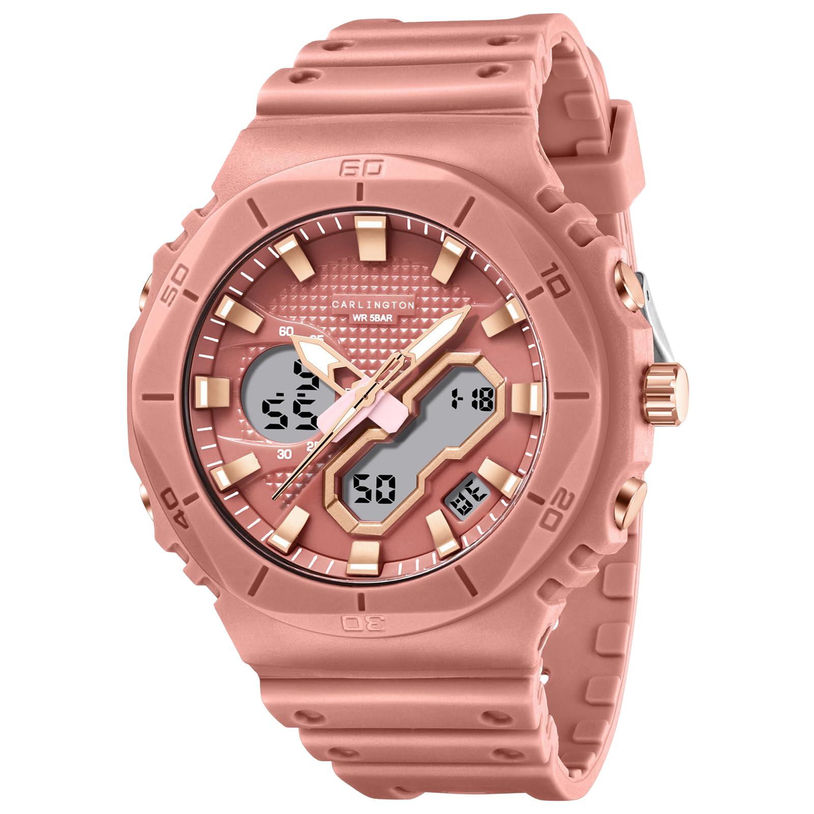 carlington Velocity Series Analog-Digital Sports Watches for Women and Girls with Alarm, Stopwatch, Backlit Display, Dualtime, Silicone Rubber Strap, Water & Shock Resiatant - CT_8120-picture-52