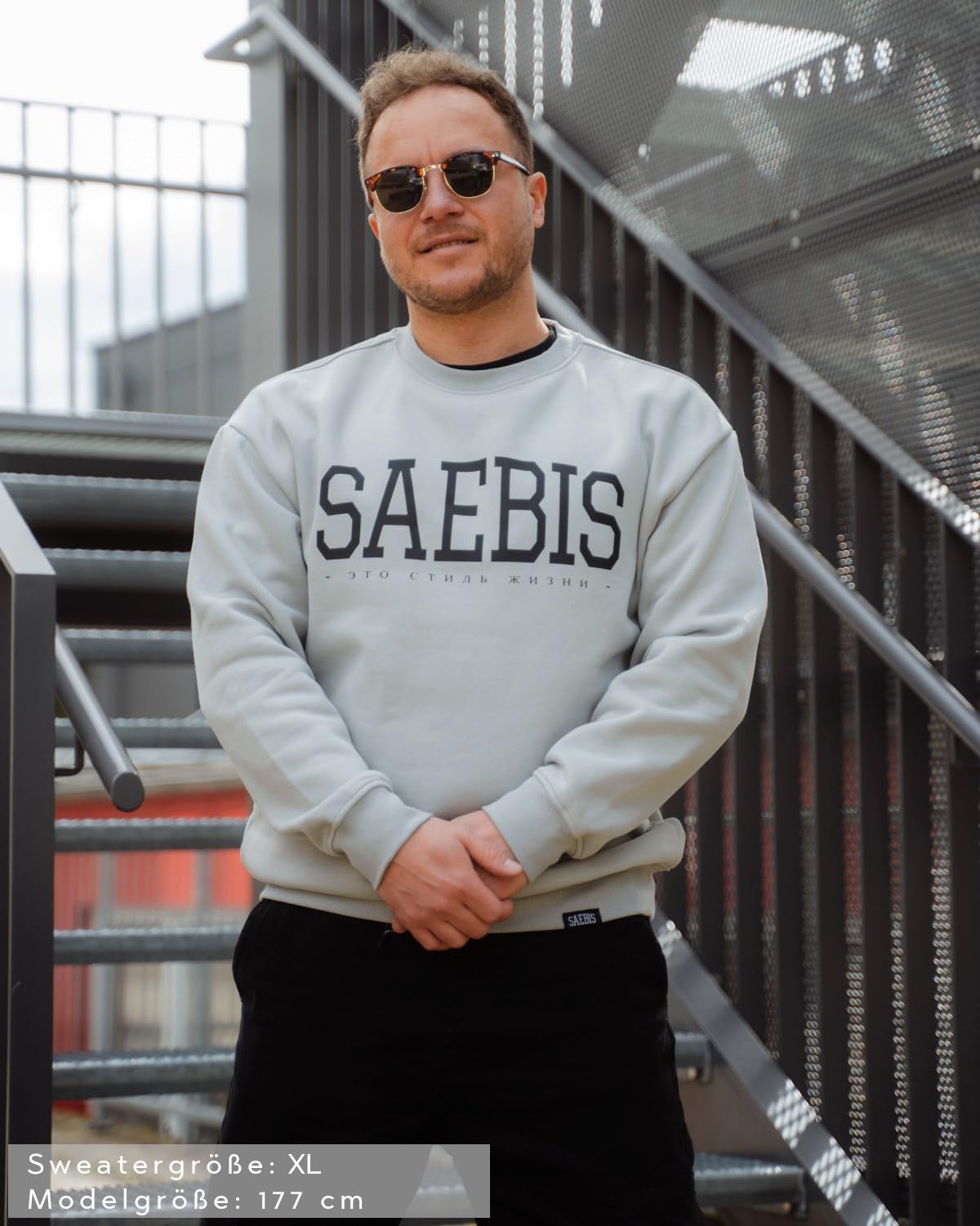 SAEBIS Extra Schwerer All Black Herren Sweater, Warmer schwarzer Pullover für Männer