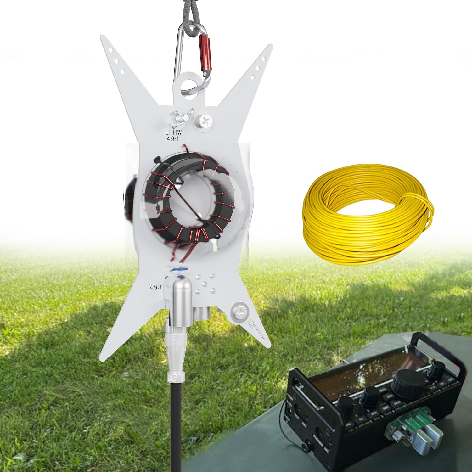 Upgrade HF End Fed Antenna for Ham Radio, 49:1 & 9:1 Dual Mode HF End Fed Antenna for Outdoor, Includes Wires