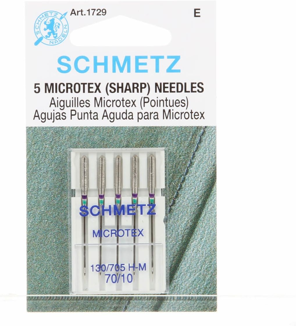 SCHMETZ Microtex Sharp Sewing Machine Needles - Quilting & Topstitching Supplies, Size 70/10, 5-Needle Card, Pack of 1