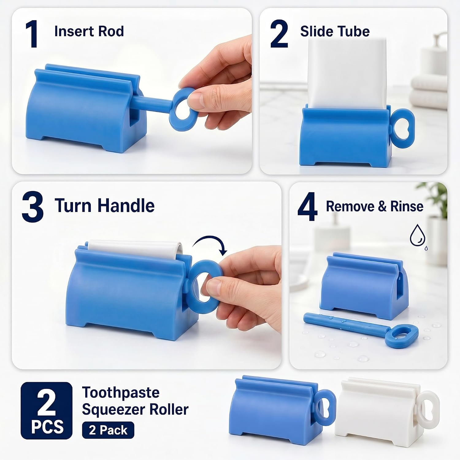 Toothpaste Squeezer Roller 2 Pack, Rolling Tube Squeezer Stand image 4