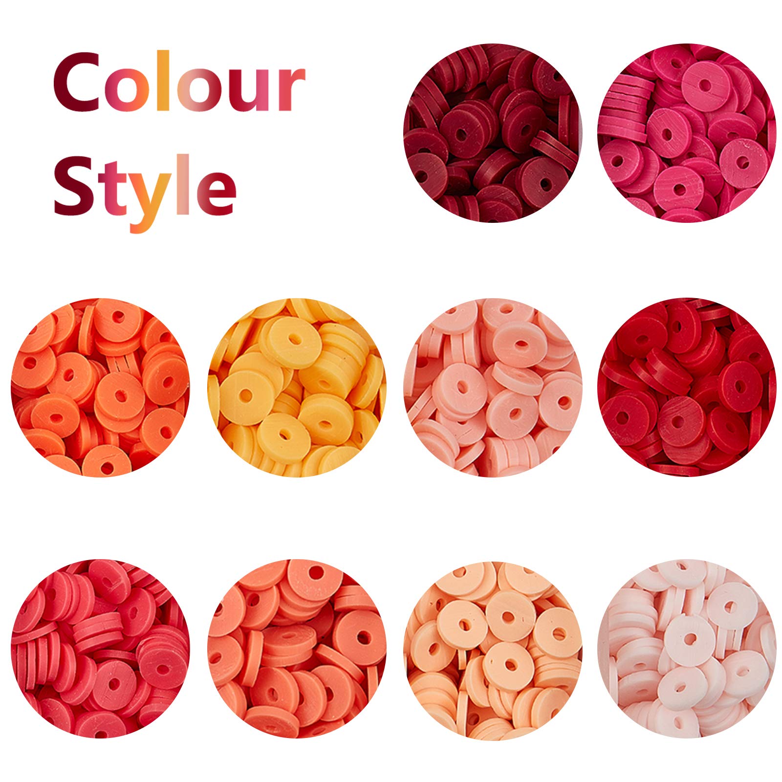 Ongeveer 380-400pcs 5mm Klei Kralen Platte Ronde Polymeer Klei Spacer Kralen Wit Handgemaakte Rondelle Disc Slice Heishi Losse Kraal Strand voor DIY Sieraden Armband Ketting Oorbel Craft Maken