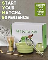 Vista 4 de Matcha Whisk Set - 5PCS Matcha Set Includes 17OZ Chawan with Spout, Bamboo Chasen Whisk with Ceramic Holder, Matcha Scoop and Stainless Sifter