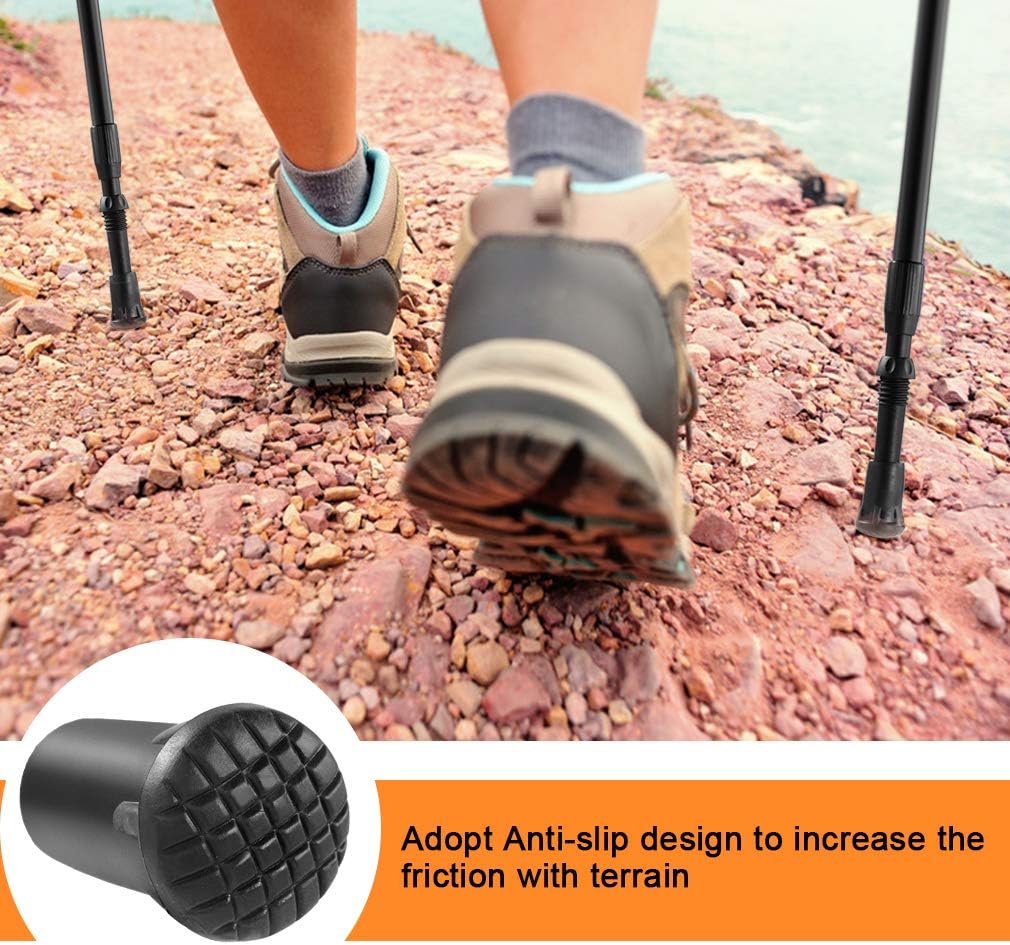 Andake Lightweight Trekking Poles Shock Absorbing, 4-Sections Collapsible Walking Hiking Sticks with Quick Adjustable Locks, Light Sturdy 7075 Aluminum, Include All Terrain Accessories