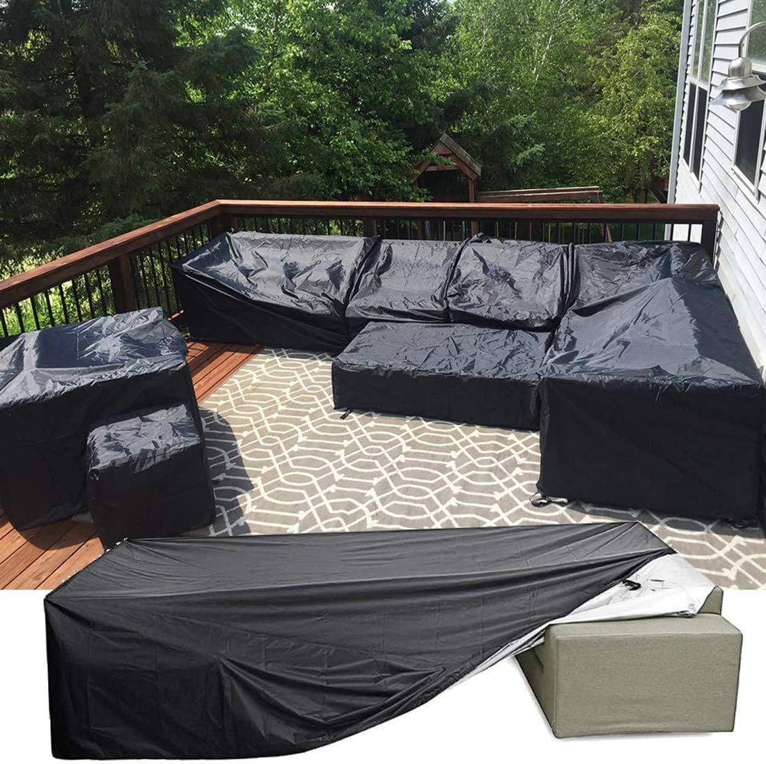 J&C Patio Furniture Cover, Outdoor Square Patio Furniture Set Covers Furniture Table Cover, Black Durable Waterproof Dust Proof Protection Covers for Garden Lawn Furniture Sets (97x97x35in)