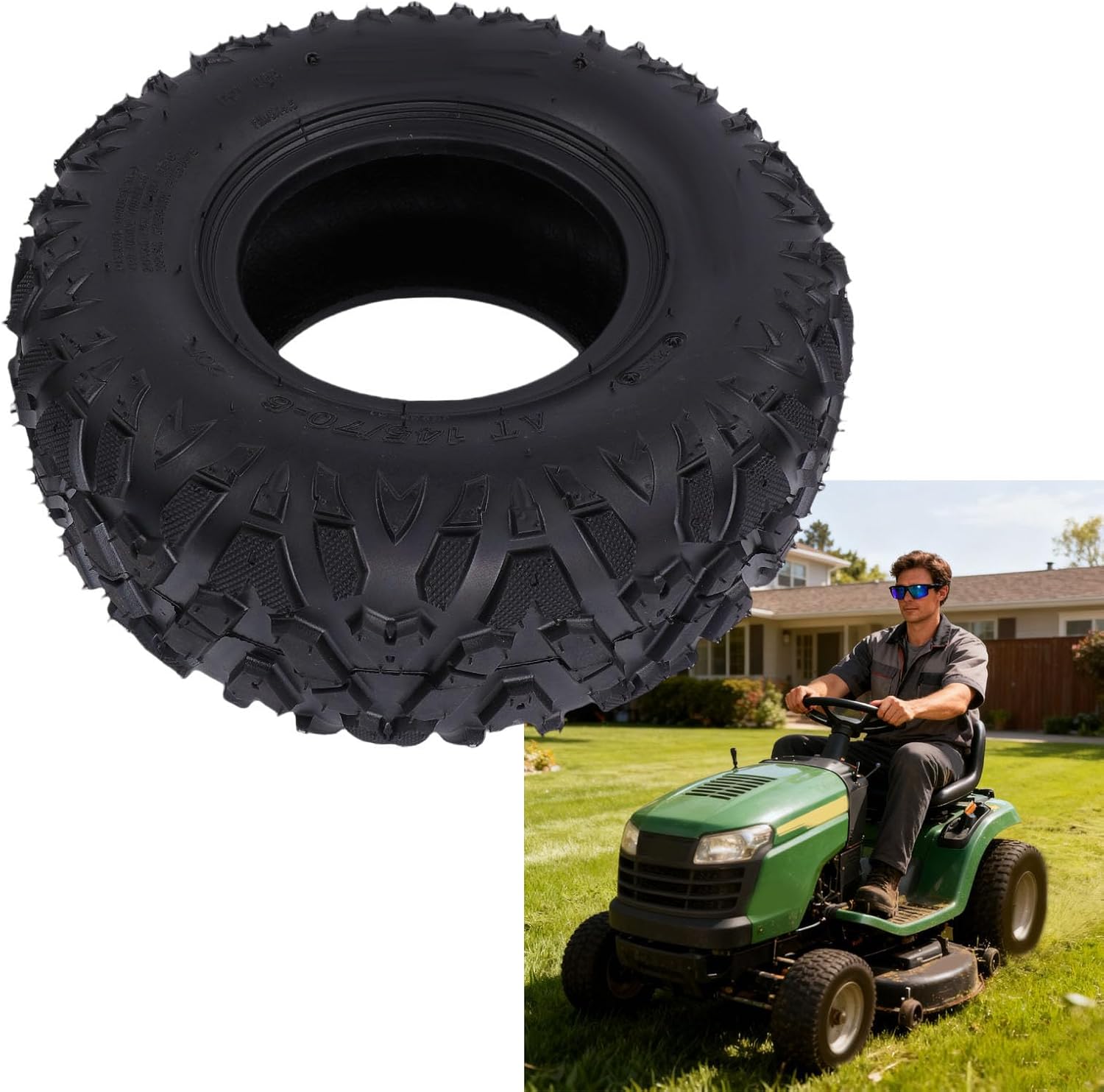 Acouto 145/70-6 Tubeless Tire Multifunctional Rubber Tread Pattern Cart Tire for ATV UTV Go Kart Mini Bike