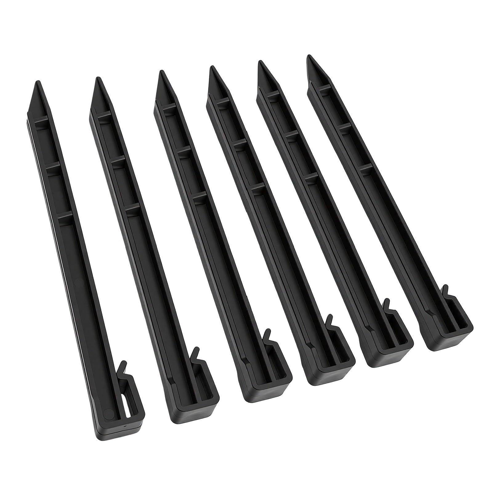 VGEBY Piquets d'ancrage au Sol en Plastique, 54 Piquets de Tente Noirs avec Dessus incurvé en Serpent, Conception à Poignée en épine, 9,45 X 0,71 Po pour Bordure de Jardin, Pelouse, Utilisation de