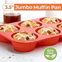 Vista 2 de Molde para magdalenas jumbo, molde grande de 3.5 pulgadas de 6 tazas de silicona para magdalenas jumbo para hornear, molde antiadherente de silicona