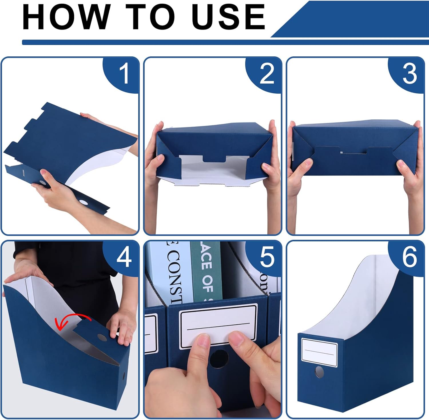 GUOKOFF 6Pcs Magazine File Folder, Corrugated Cardboard Magazine Holder, Cardboard Magazine Rack