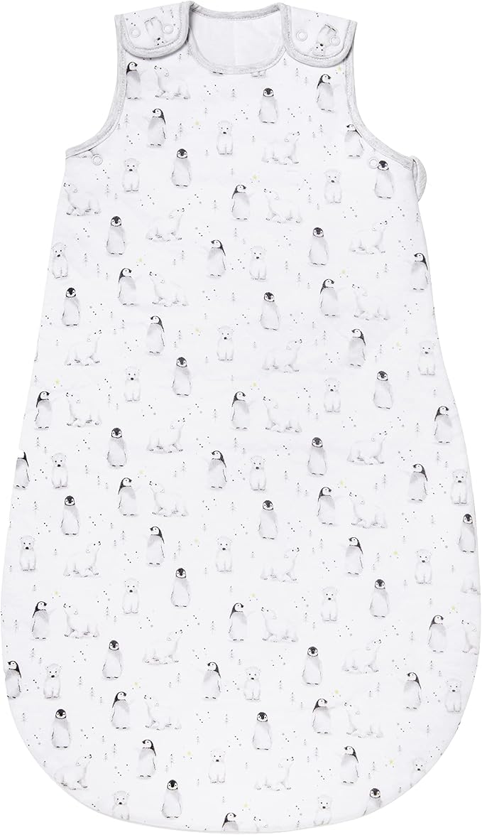 Nu Nursery,Bedding,Blankets & Swaddlers,Swaddles Nuby Sleeping Bag, Suitable for Babies Aged 0-6 Months, Penguin Design, 2.5 Tog, White