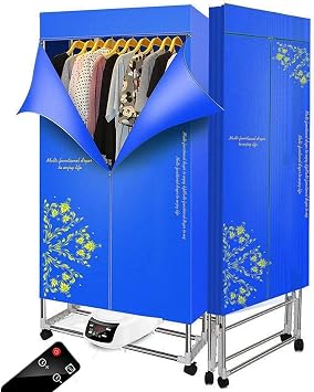 Foldable Electric Clothes Airer Dryer, Negative Ion Purification Heated Clothes Dryer, 1500W Clothes Dryer Overheating Protection, 2-Tier Large Capacity 15kg Color Blue-e