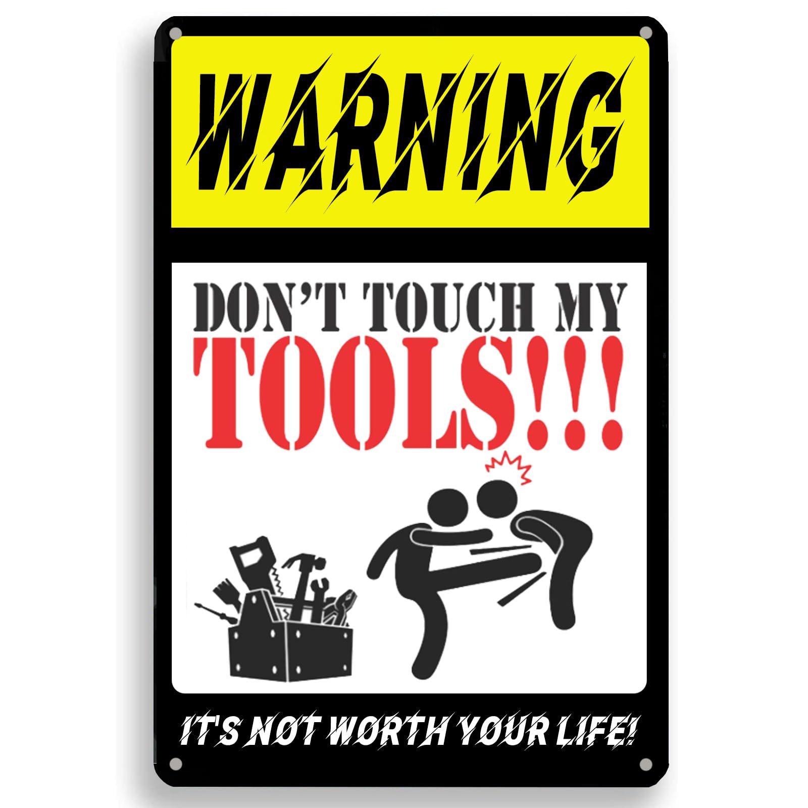 Funny Garage Decor Metal Tin Sign,Warning Don'T Touch My Tools Wall Art Plaque Poster For Workshop Yard Garage Home Store Pub Bar Gifts Man Cave Decor Retro Metal Tin Sign 8X12 Inches