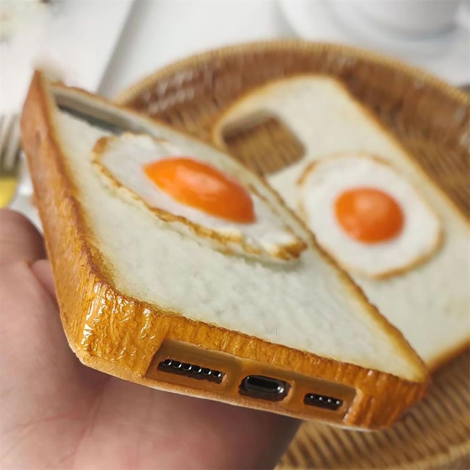 Bread Phone Case for iPhone 13 14 15 Pro Max, Handmade Food Phone Cases for Apple iPhone 11 12, Funny Phone Case Gift for Women Men Kids (Egg, for iPhone 16 Plus) image 3