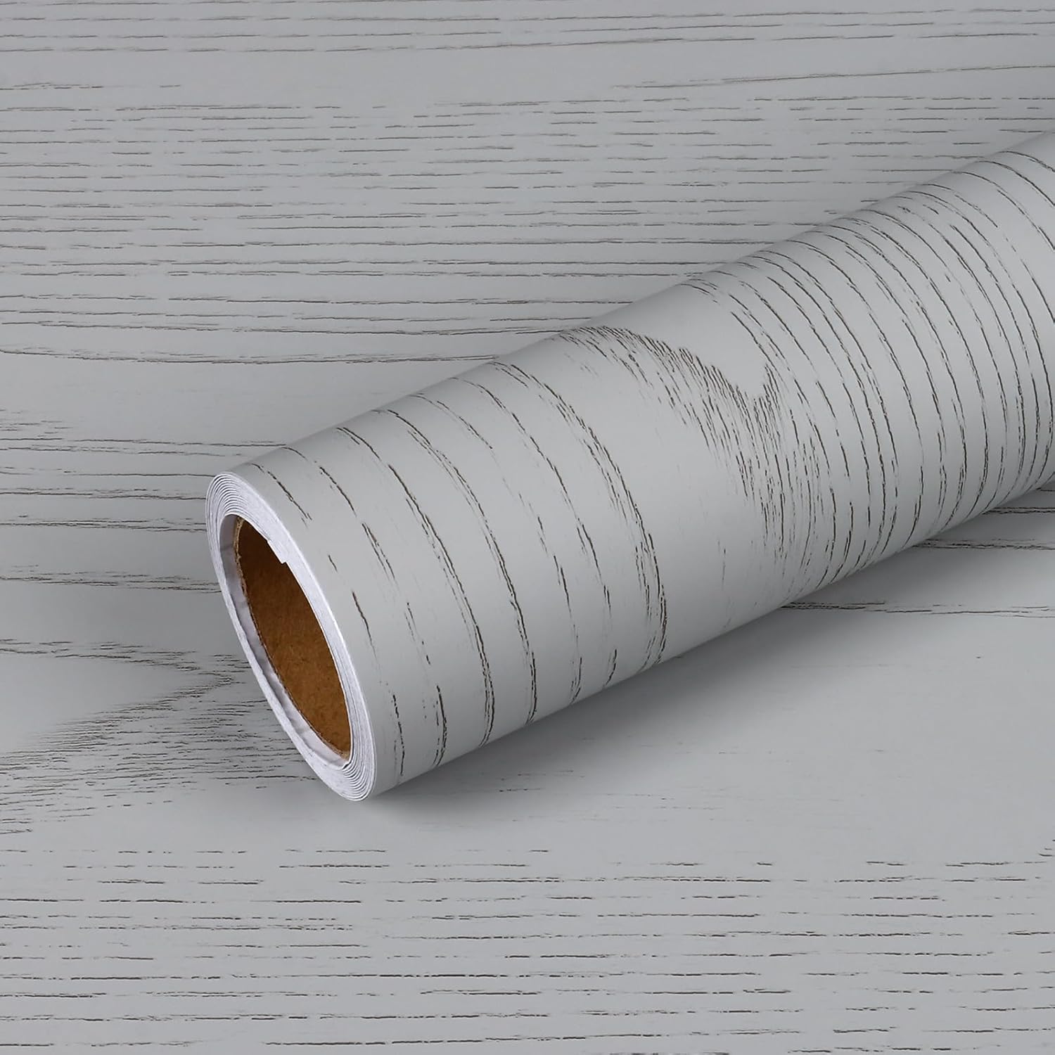 VEELIKE Light Grey Wood Wallpaper Peel and Stick Thick Wood Contact Paper for Countertops Waterproof Wood Grain Contact Paper 15.7''x354'' Removable Self Adhesive Grey Wood Vinyl Wrap for Kitchen Desk