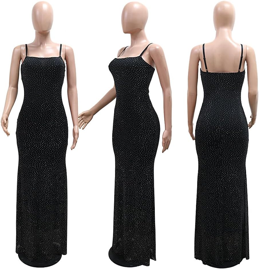Mesh Glitter Long Bodycon Spaghetti Strap Night Clubwear Cocktail Simple Wedding Dress Prom Sexy Formal Floor Dresses Women - Image 4
