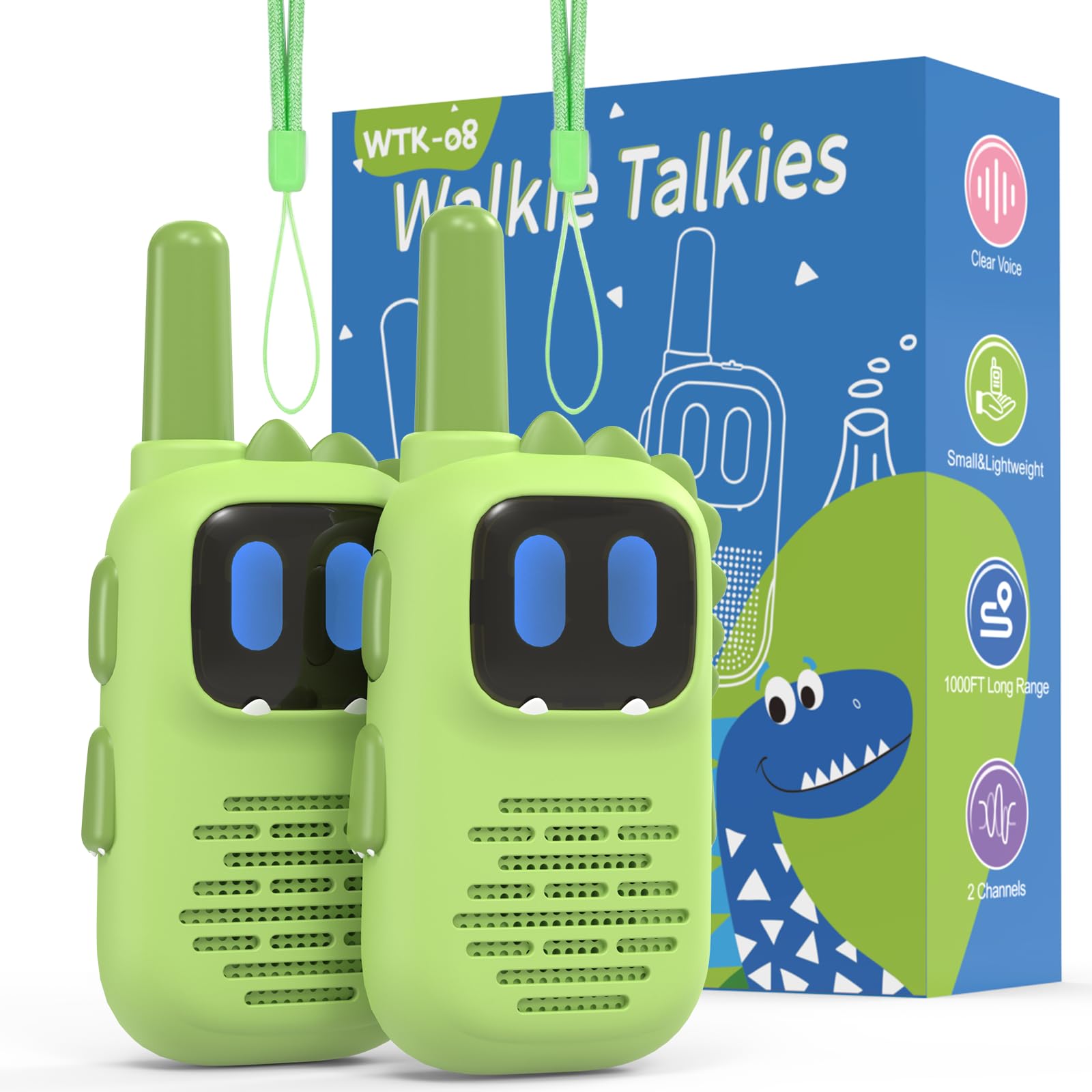Walkie Talkie für Kinder, Kearui Funkgeräte Kinder woki toki Leichtgewichtig 2 Kanäle 1000ft Lange Distanz