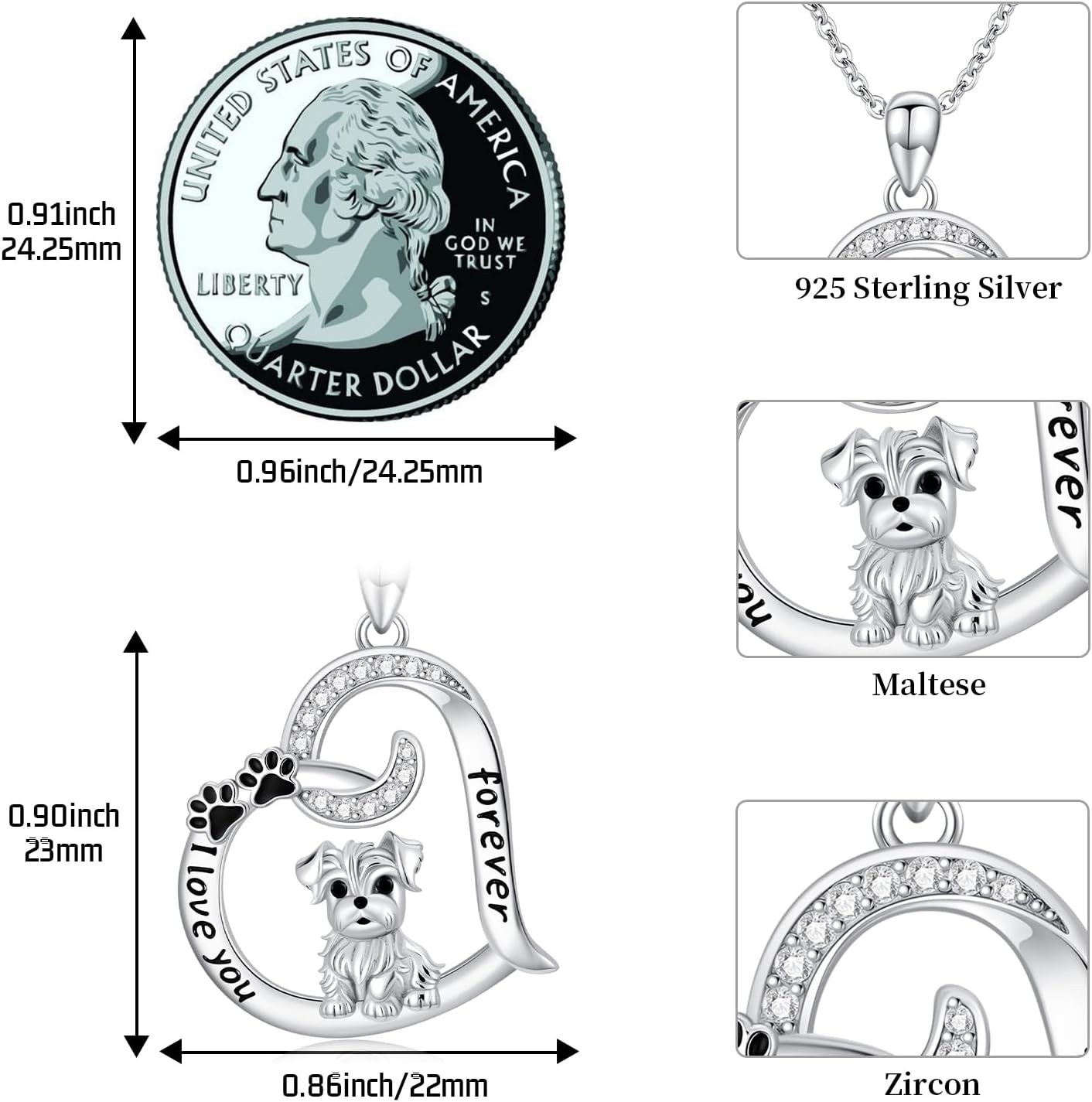 Dog/Paw Print/Infinity Necklace for Women 925 Sterling Silver Heart Dogs Pendant Necklaces Jewelry Christmas Birthday Gifts for Dog Lovers Friends - Image 6