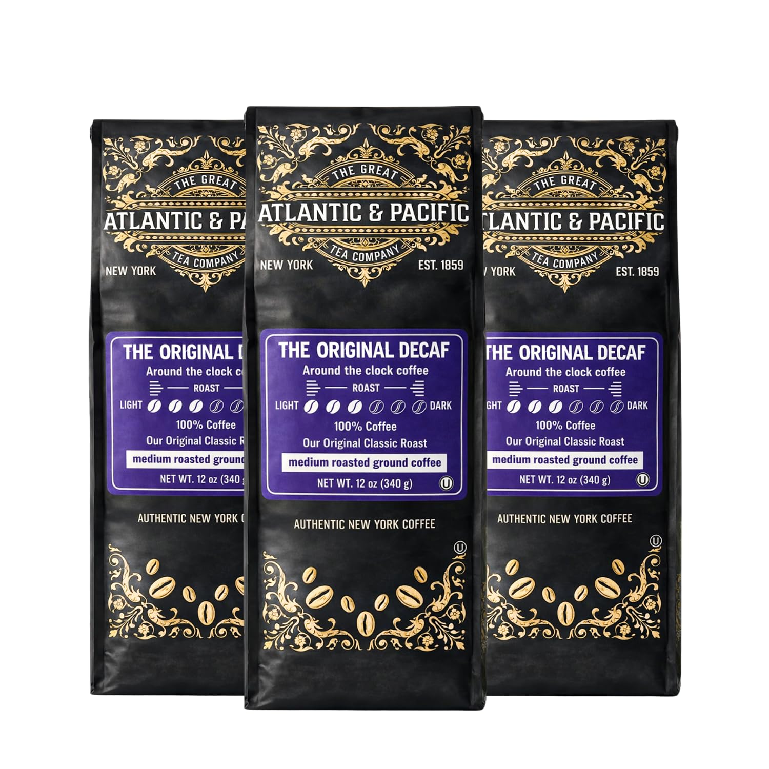 A&P The Original Decaf Medium Roast Ground Coffee, 12 oz, 3 Pack, 100% Arabica, Fresh Blend, Classic Flavor