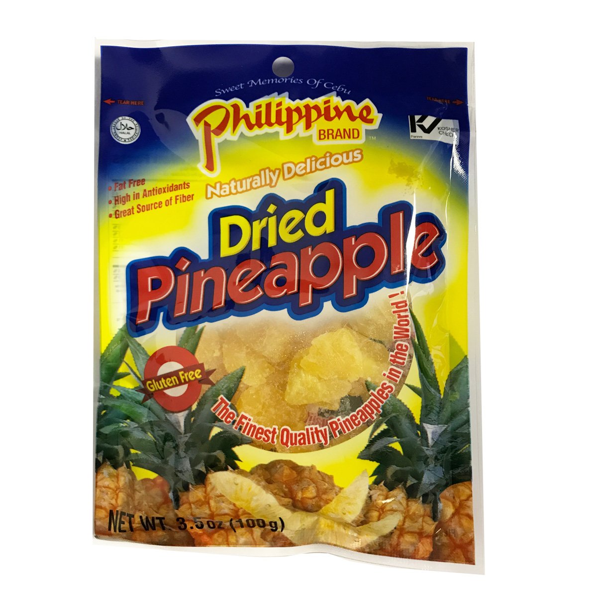 Philippine Brand Dried Pineapples, 3.5oz/100g (Single Pack