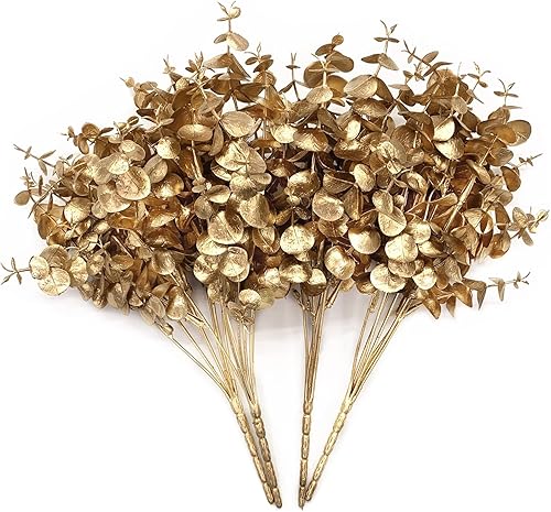 Vista 15 de CATTREE - Decoración de plantas artificiales de Navidad de 26 pulgadas de alto, hojas de albaricoque doradas de imitación de hojas de ginkgo